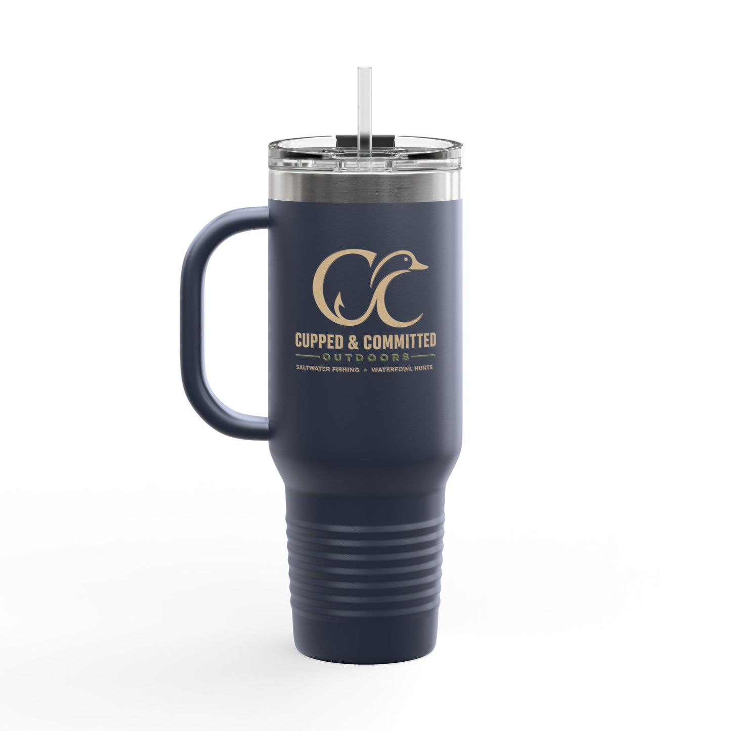 40oz Insulated Travel Mug – Matte Black Thermal Tumbler with Straw (Large Capacity)