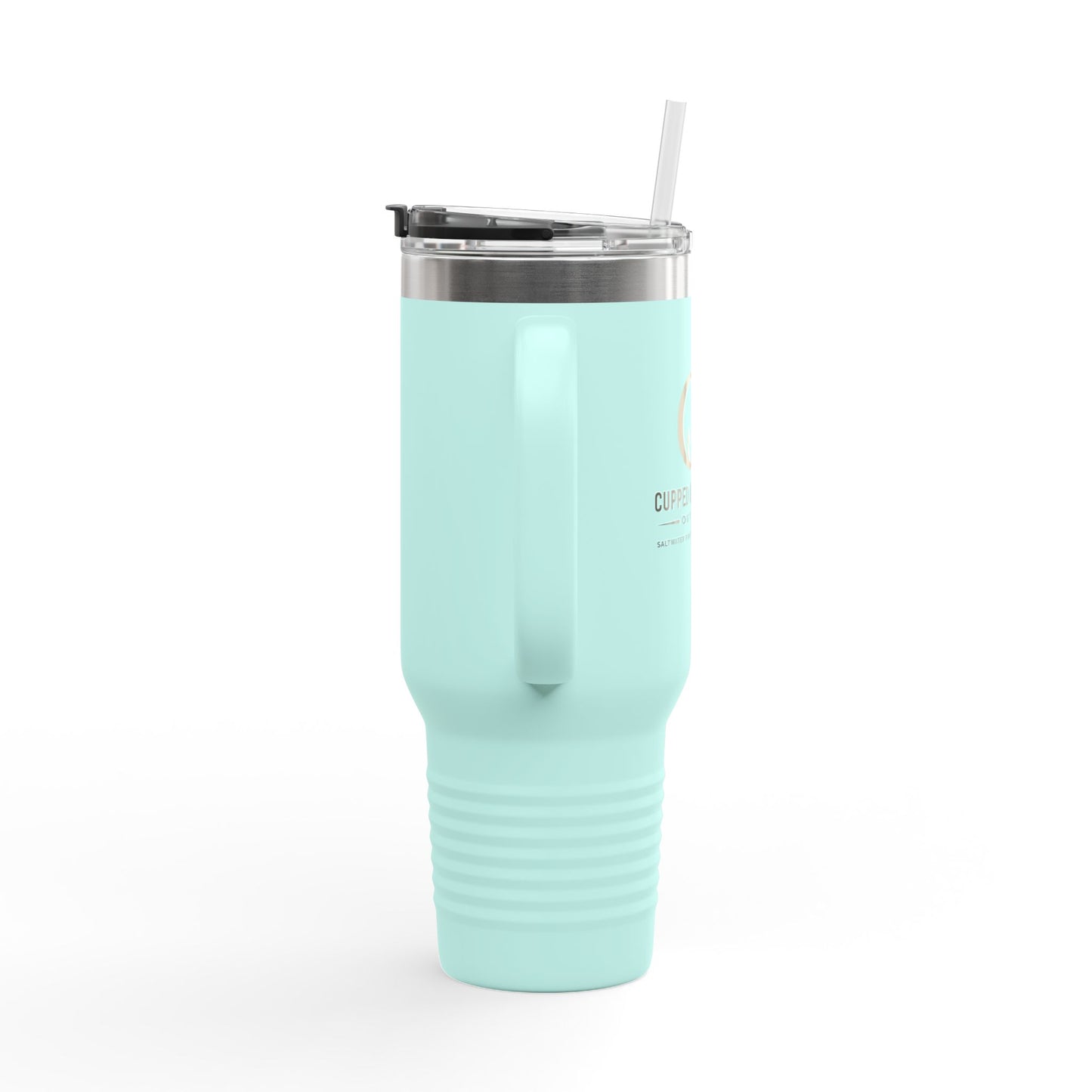 40oz Insulated Travel Mug – Matte Black Thermal Tumbler with Straw (Large Capacity)
