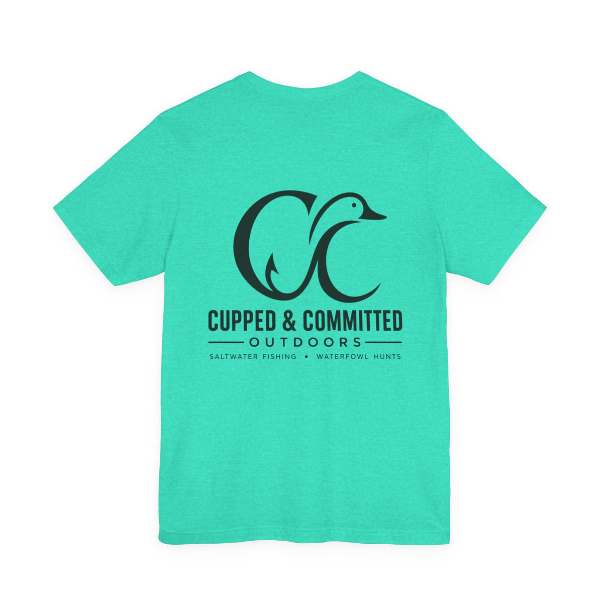 Cupped & Committed Outdoors Tee — Duck Logo Fishing & Waterfowl Shirt