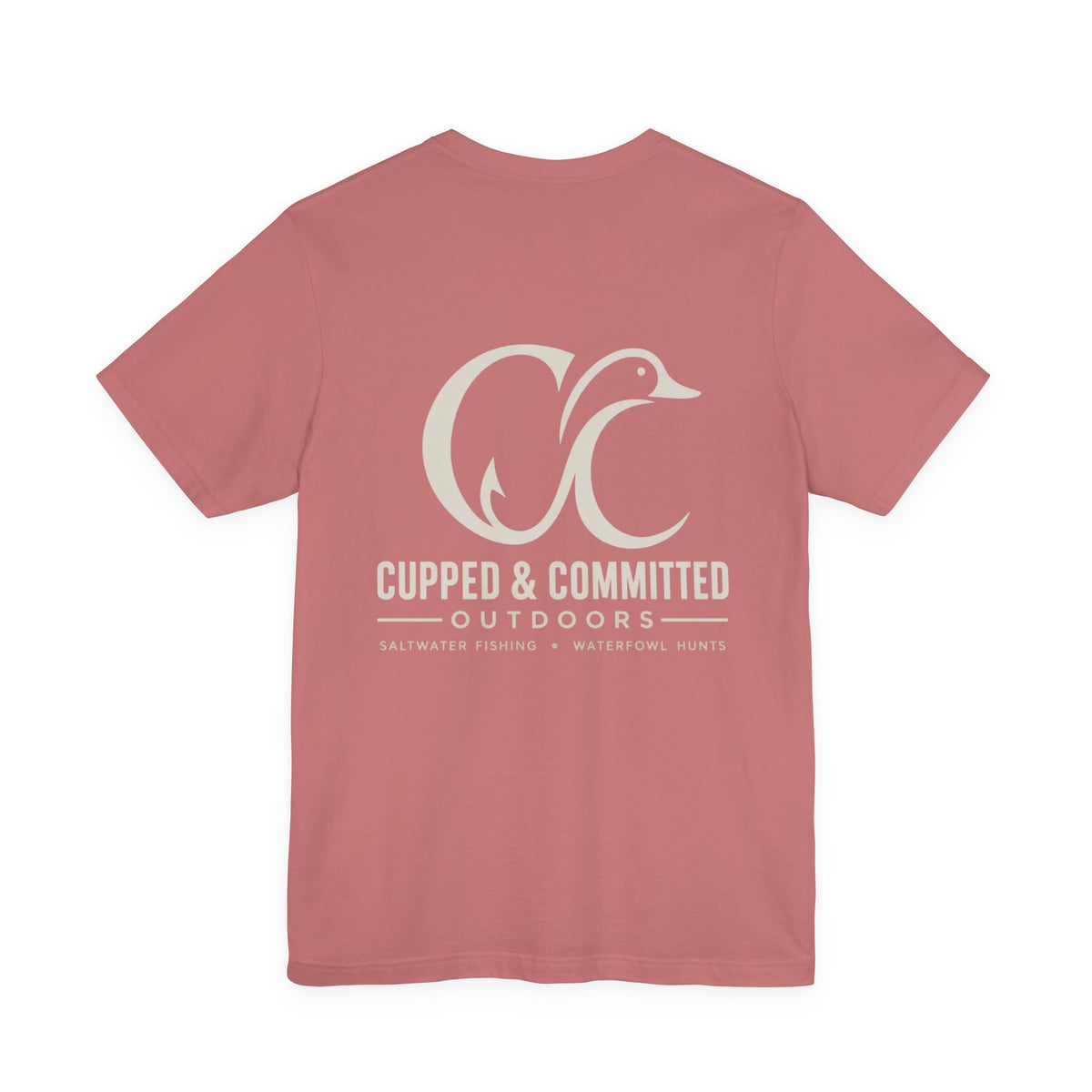Cupped & Committed Outdoors Tee — Duck Logo Fishing & Waterfowl Shirt