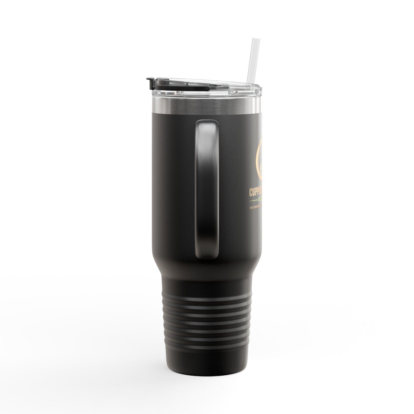 40oz Insulated Travel Mug – Matte Black Thermal Tumbler with Straw (Large Capacity)