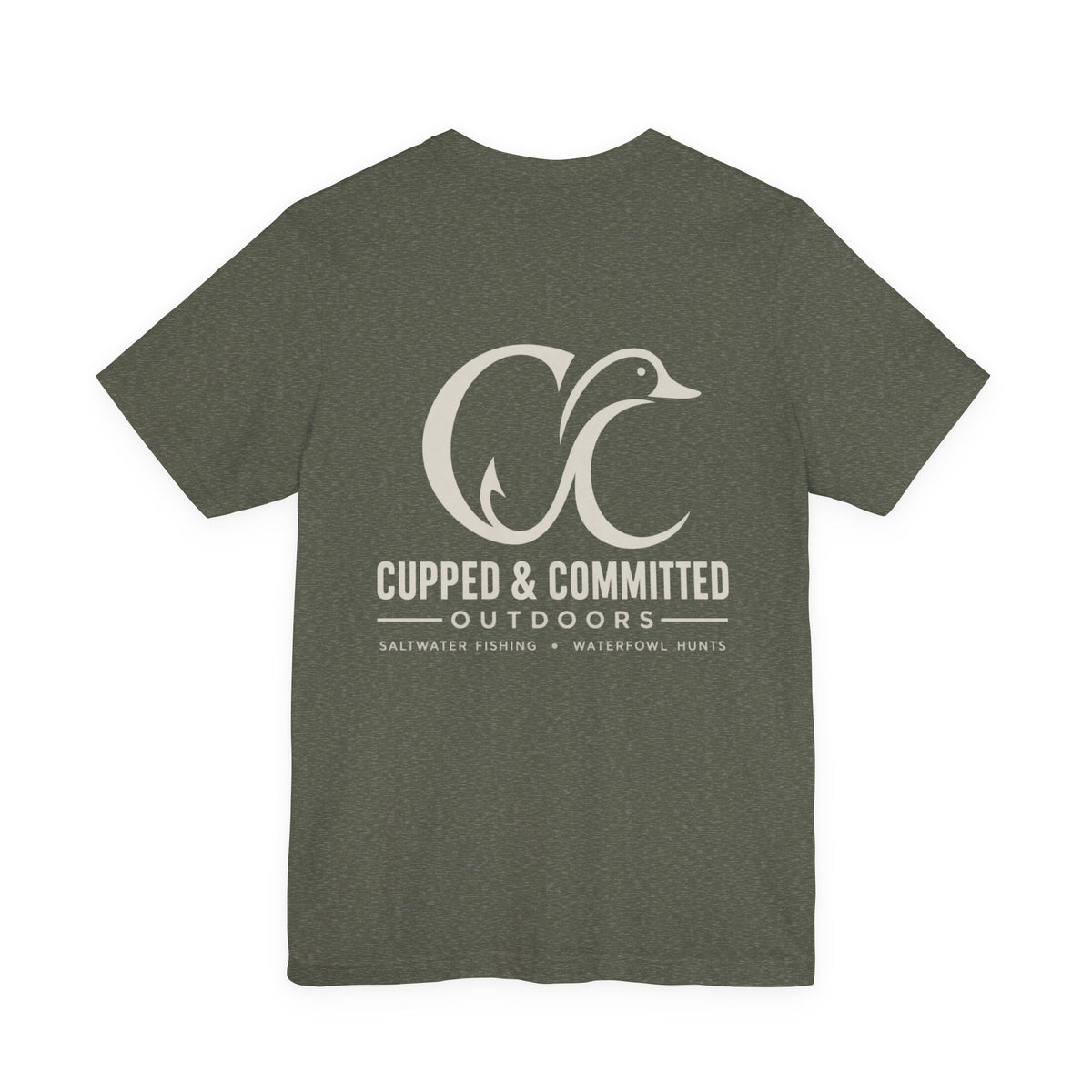 Cupped & Committed Outdoors Tee — Duck Logo Fishing & Waterfowl Shirt