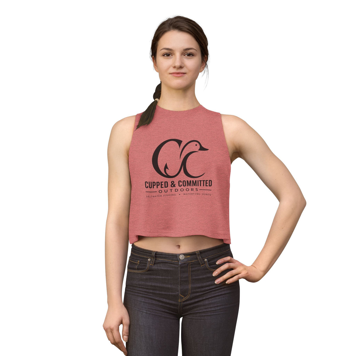 Cupped & Committed Outdoors Women's Crop Tank — Duck Logo Outdoor Fishing & Waterfowl Shirt