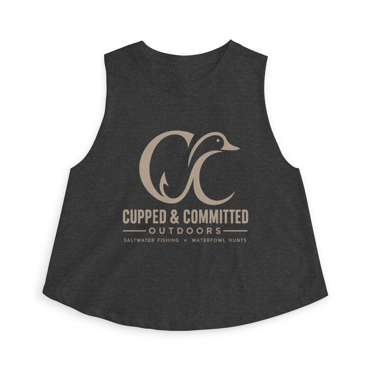 Cupped & Committed Outdoors Women's Crop Tank — Duck Logo Outdoor Fishing & Waterfowl Shirt