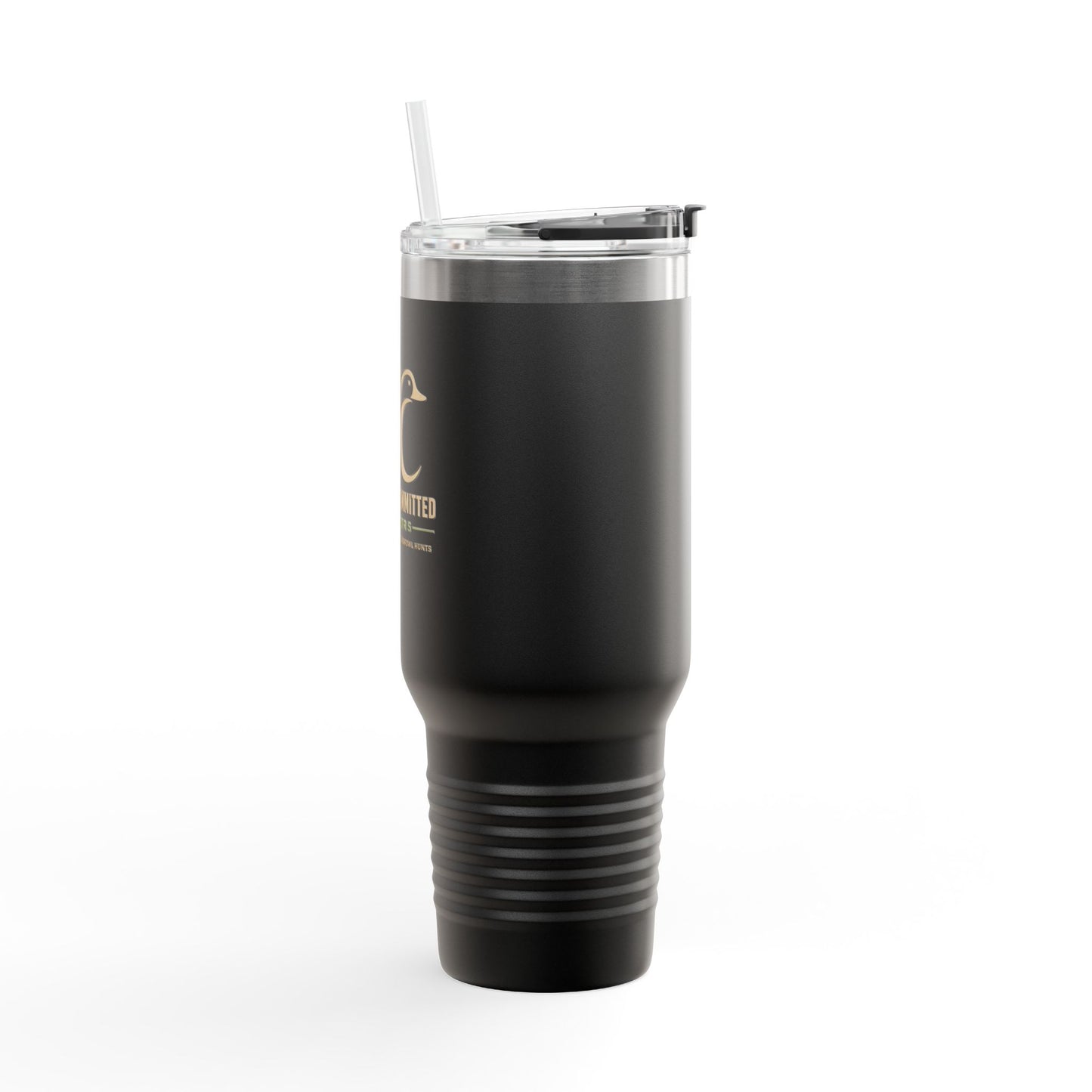 40oz Insulated Travel Mug – Matte Black Thermal Tumbler with Straw (Large Capacity)