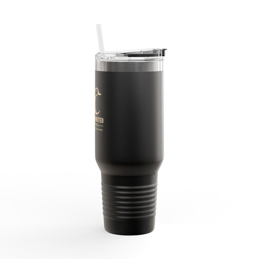40oz Insulated Travel Mug – Matte Black Thermal Tumbler with Straw (Large Capacity)