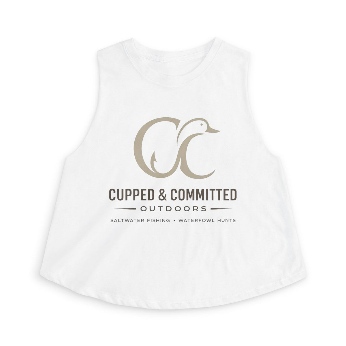 Cupped & Committed Outdoors Women's Crop Tank — Duck Logo Outdoor Fishing & Waterfowl Shirt
