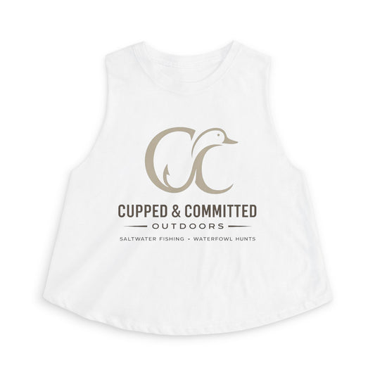 Cupped & Committed Outdoors Women's Crop Tank — Duck Logo Outdoor Fishing & Waterfowl Shirt