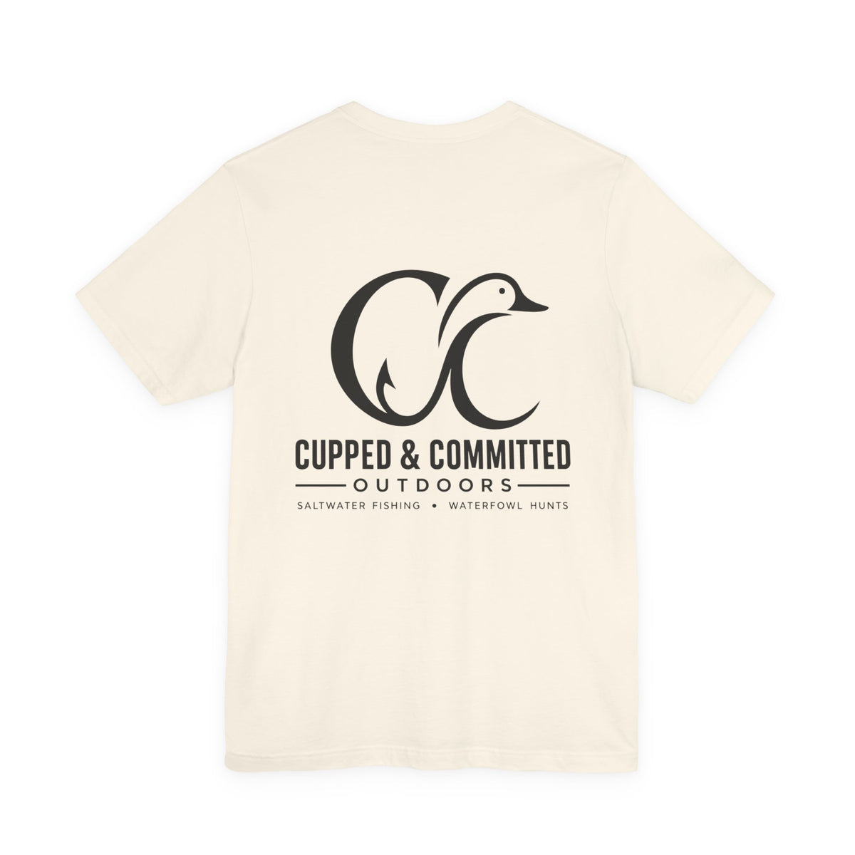 Cupped & Committed Outdoors Tee — Duck Logo Fishing & Waterfowl Shirt