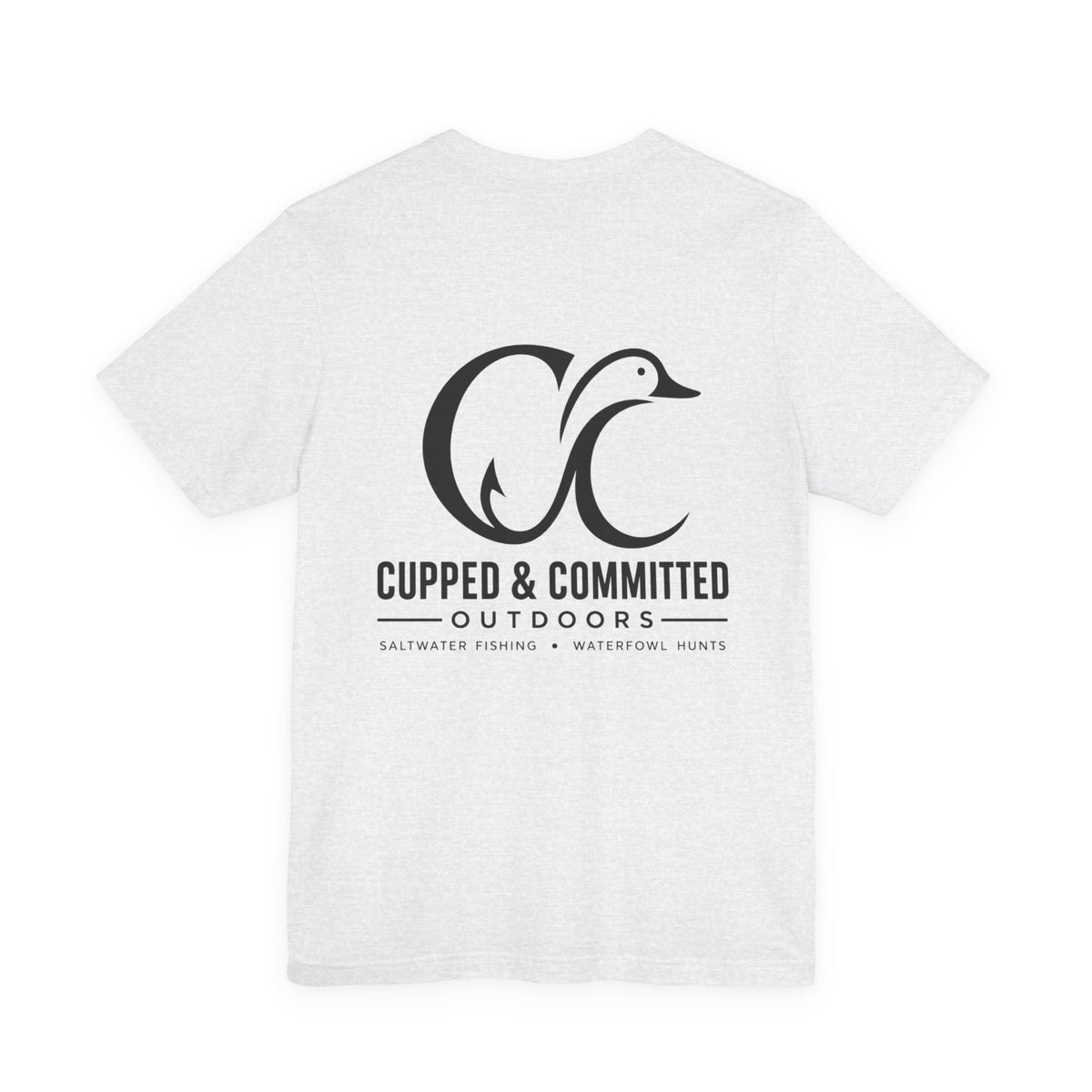 Cupped & Committed Outdoors Tee — Duck Logo Fishing & Waterfowl Shirt