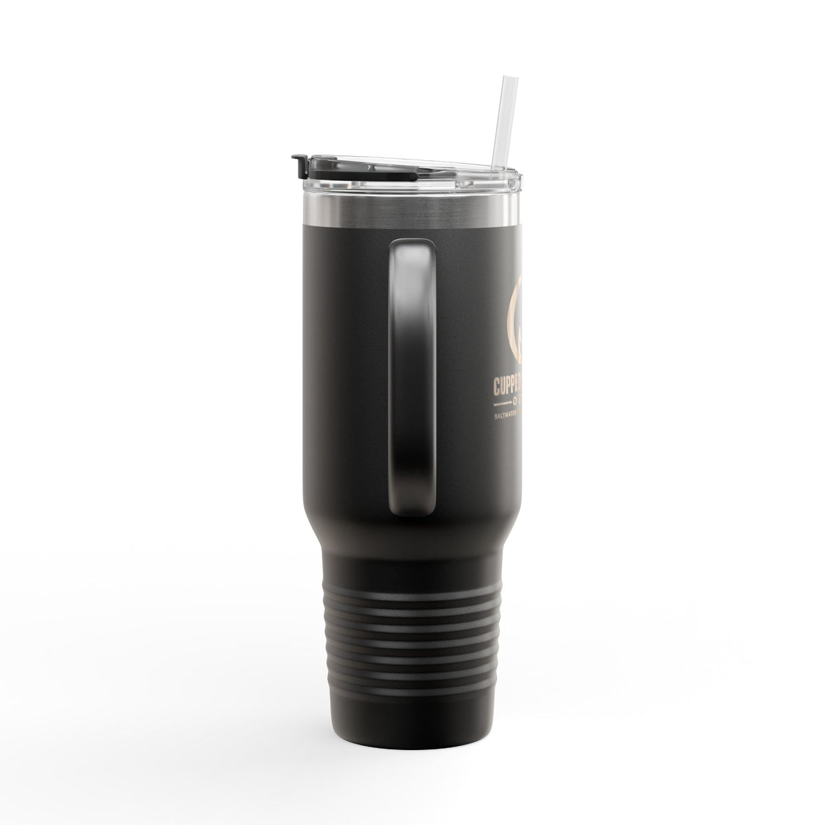 40oz Insulated Travel Mug – Matte Black Thermal Tumbler with Straw (Large Capacity)