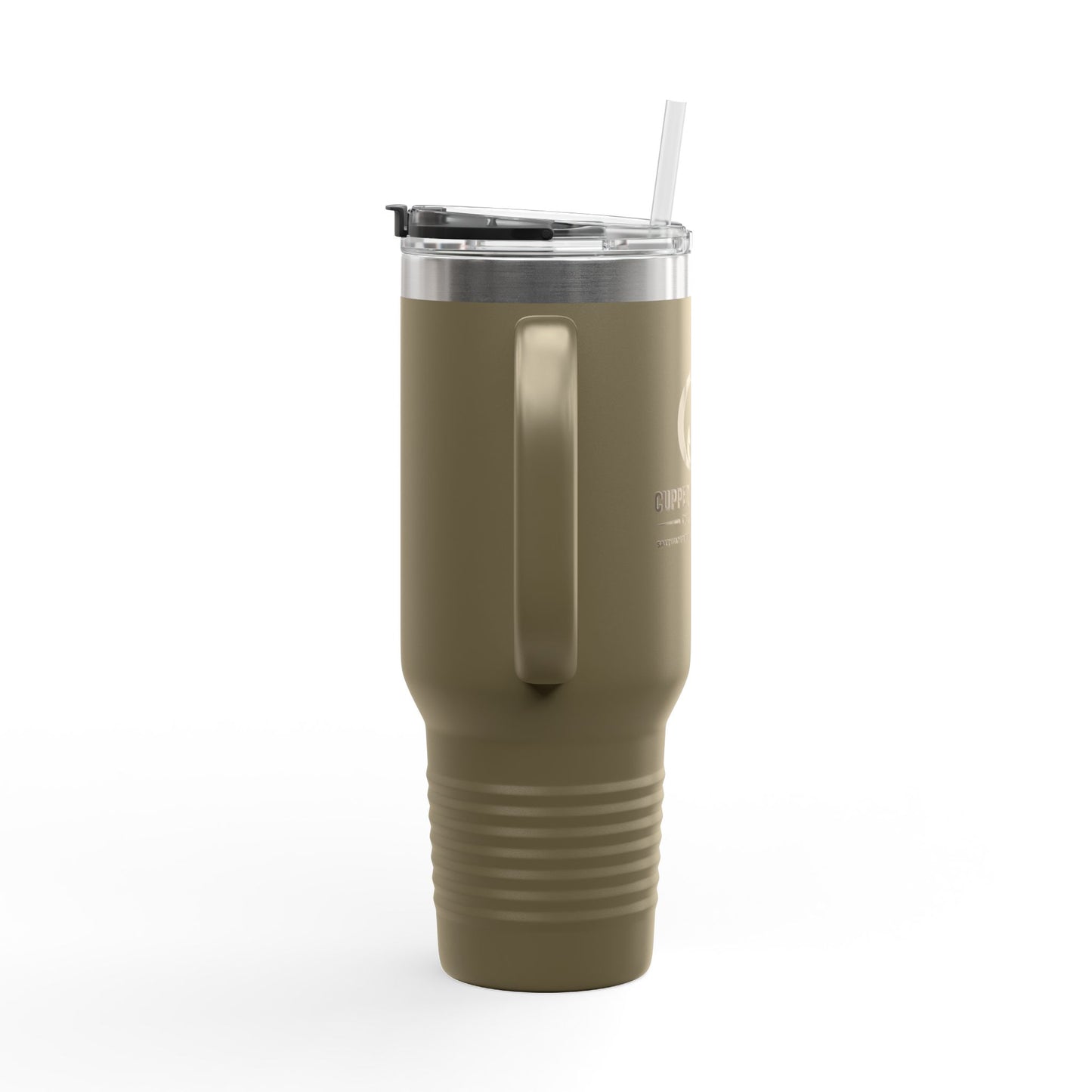 40oz Insulated Travel Mug – Matte Black Thermal Tumbler with Straw (Large Capacity)