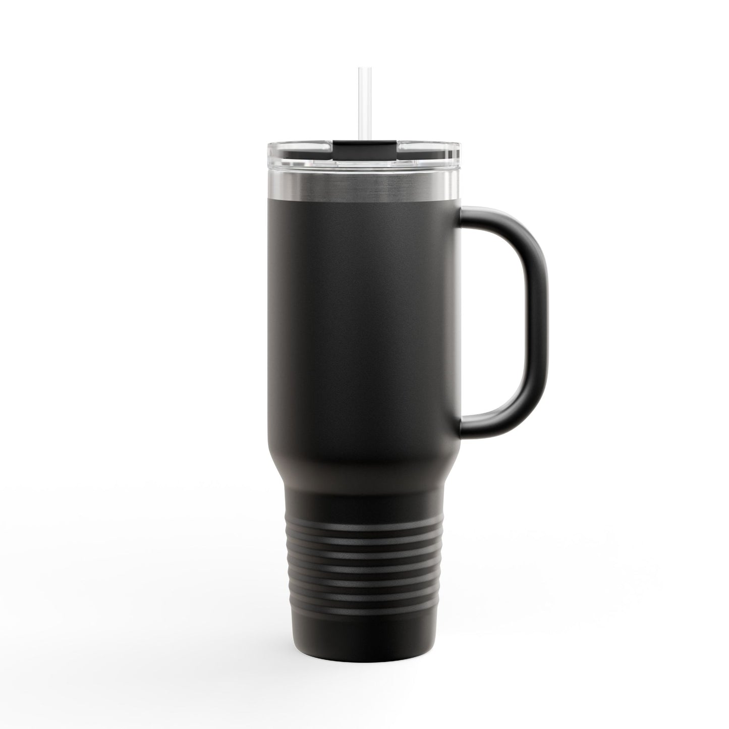 40oz Insulated Travel Mug – Matte Black Thermal Tumbler with Straw (Large Capacity)