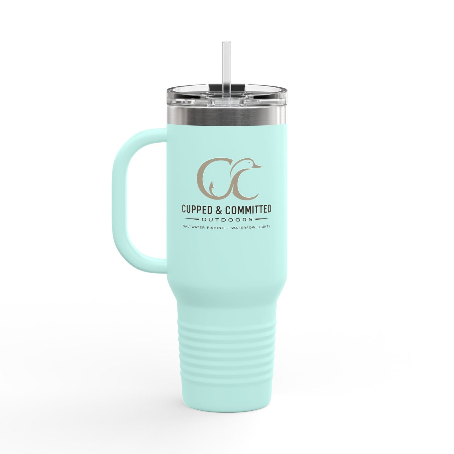 40oz Insulated Travel Mug – Matte Black Thermal Tumbler with Straw (Large Capacity)