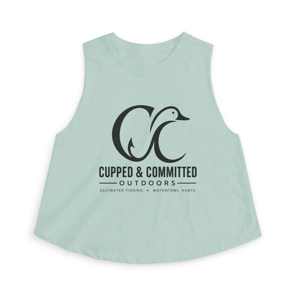 Cupped & Committed Outdoors Women's Crop Tank — Duck Logo Outdoor Fishing & Waterfowl Shirt