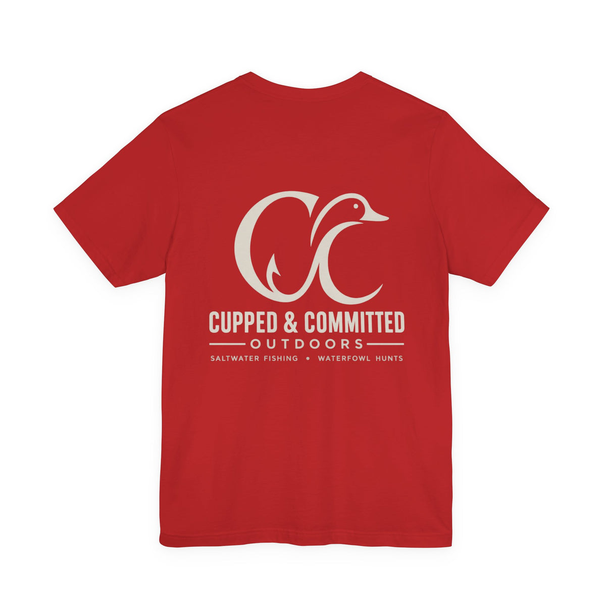 Cupped & Committed Outdoors Tee — Duck Logo Fishing & Waterfowl Shirt