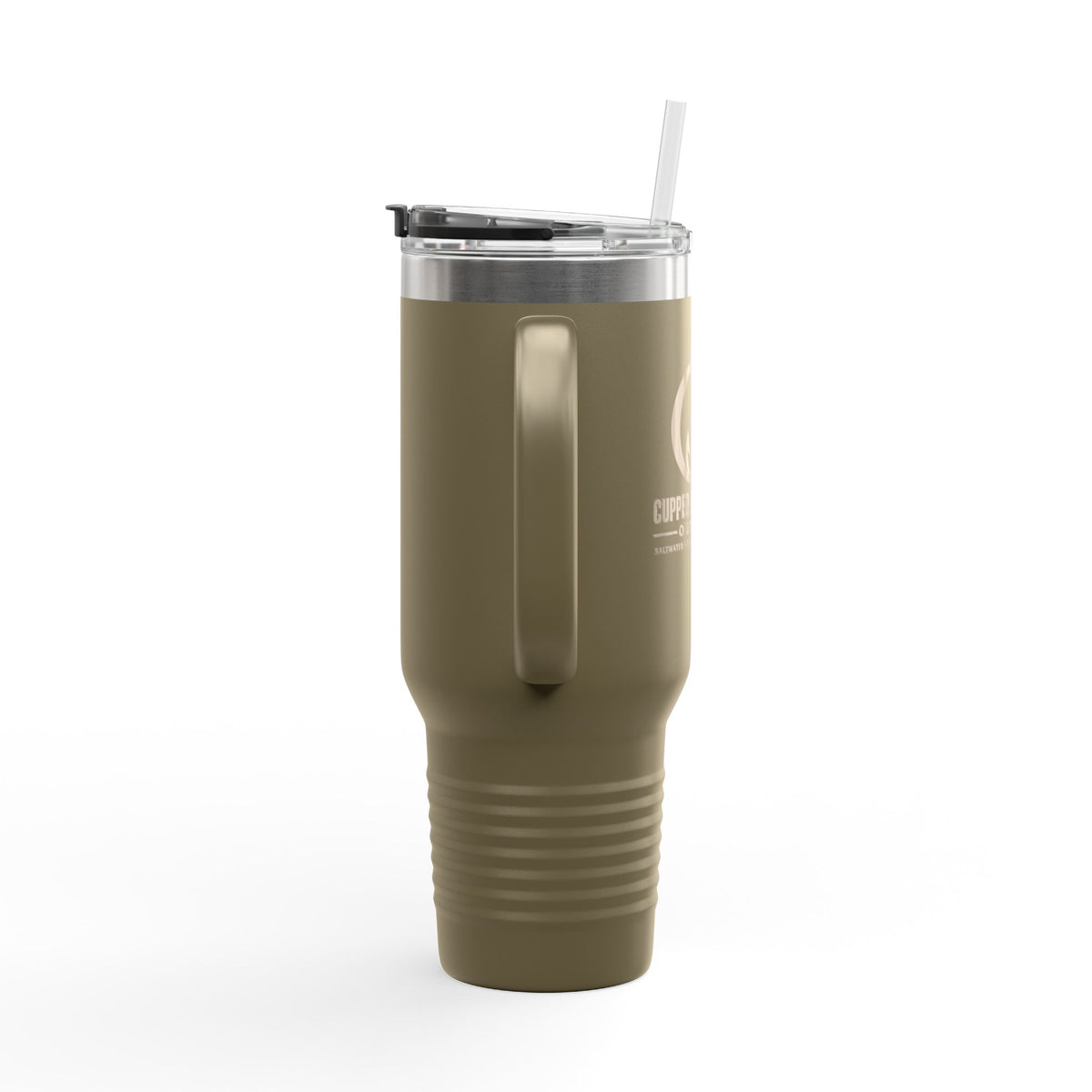 40oz Insulated Travel Mug – Matte Black Thermal Tumbler with Straw (Large Capacity)
