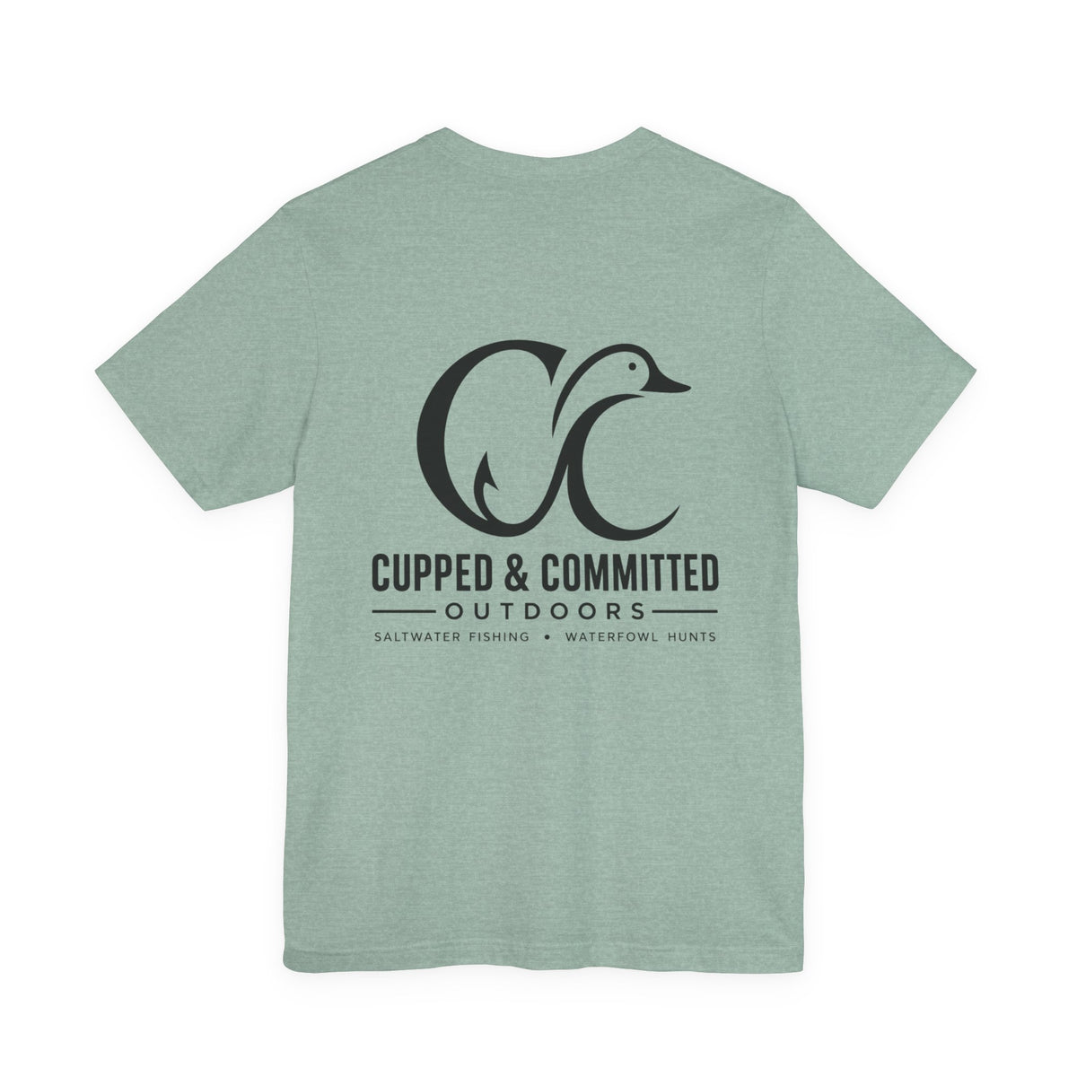 Cupped & Committed Outdoors Tee — Duck Logo Fishing & Waterfowl Shirt
