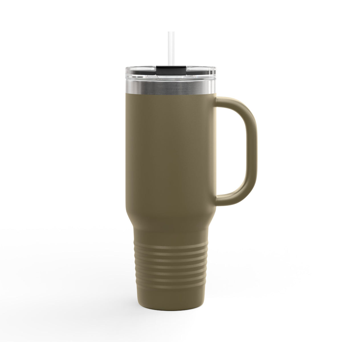 40oz Insulated Travel Mug – Matte Black Thermal Tumbler with Straw (Large Capacity)