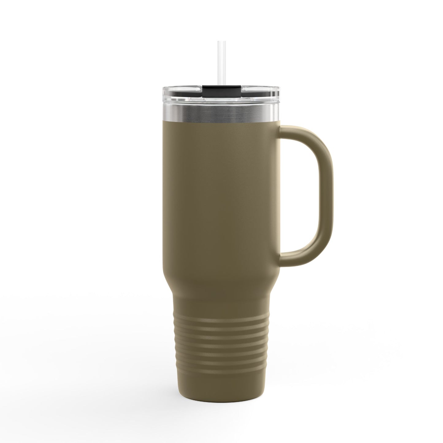 40oz Insulated Travel Mug – Matte Black Thermal Tumbler with Straw (Large Capacity)