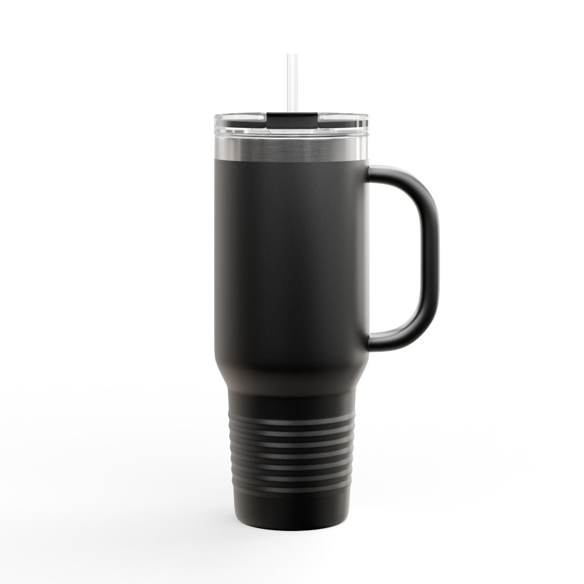 40oz Insulated Travel Mug – Matte Black Thermal Tumbler with Straw (Large Capacity)