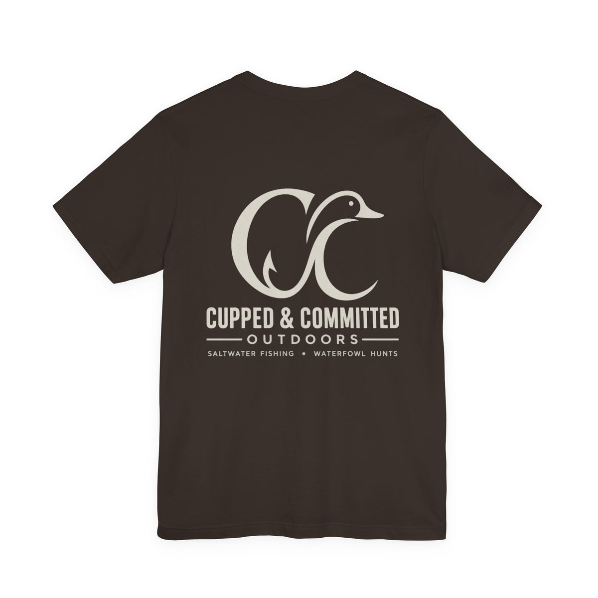 Cupped & Committed Outdoors Tee — Duck Logo Fishing & Waterfowl Shirt