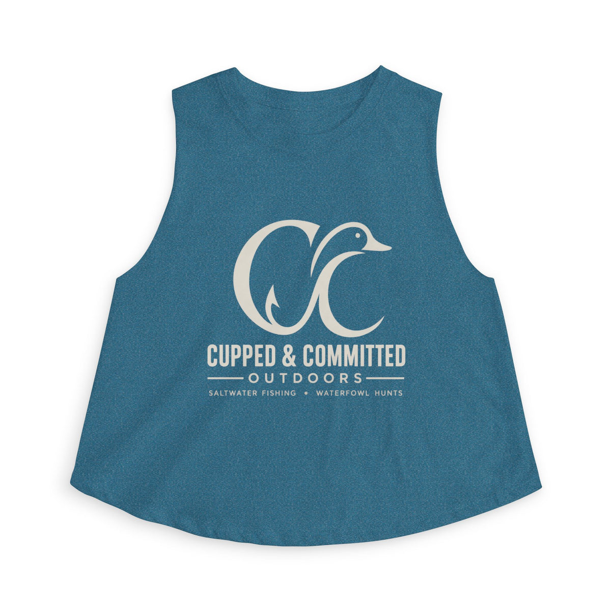 Cupped & Committed Outdoors Women's Crop Tank — Duck Logo Outdoor Fishing & Waterfowl Shirt