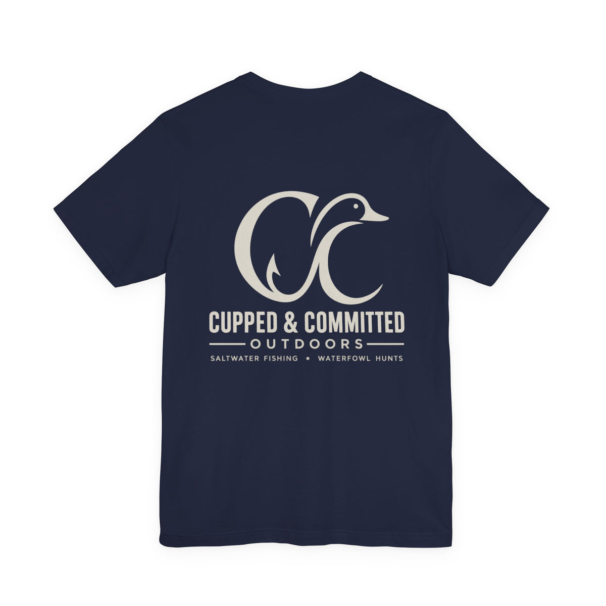 Cupped & Committed Outdoors Tee — Duck Logo Fishing & Waterfowl Shirt