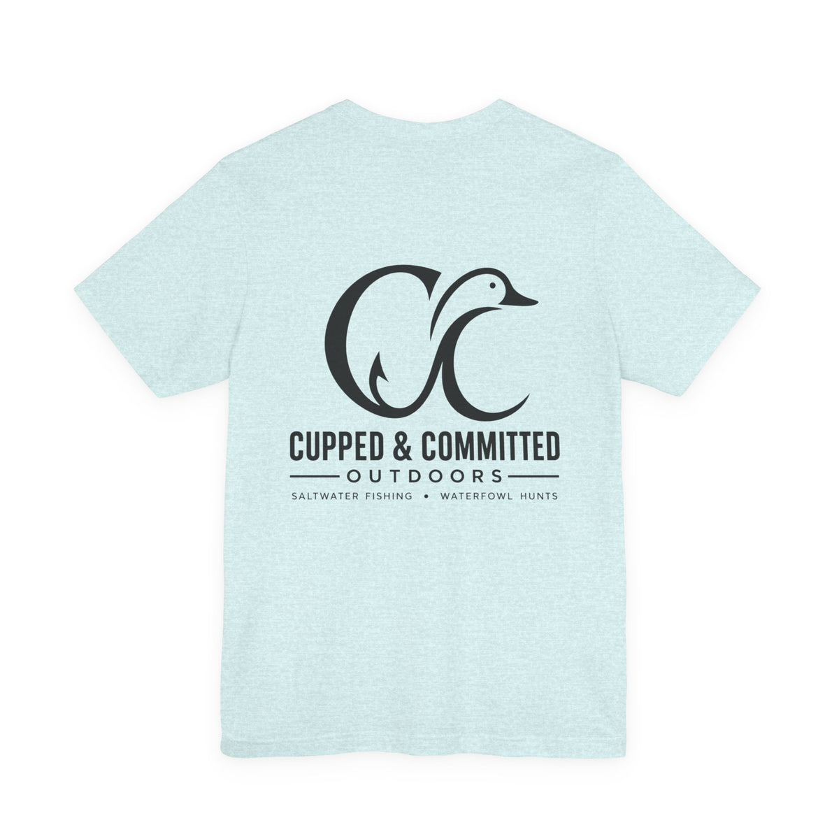 Cupped & Committed Outdoors Tee — Duck Logo Fishing & Waterfowl Shirt