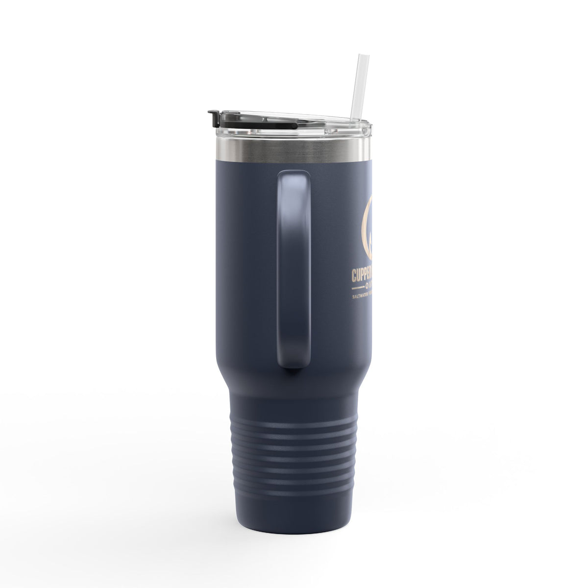 40oz Insulated Travel Mug – Matte Black Thermal Tumbler with Straw (Large Capacity)